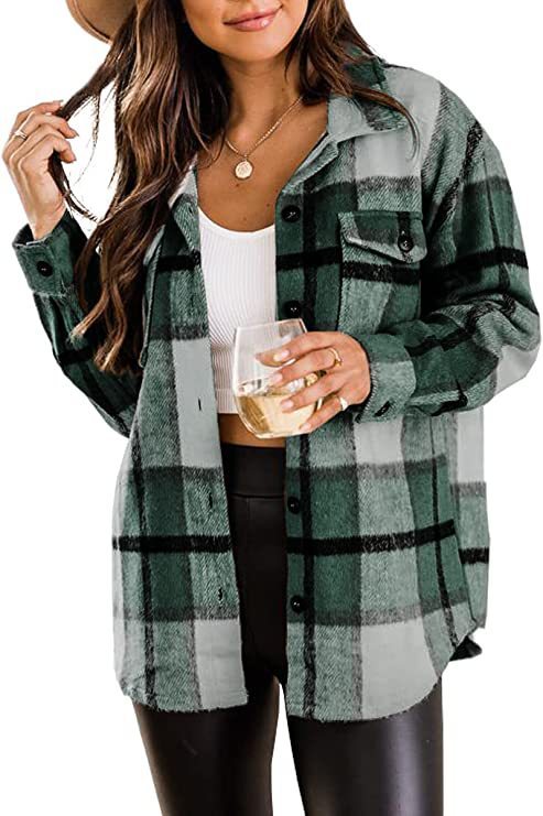 Women’s Casual Button-down Flannel Jacket