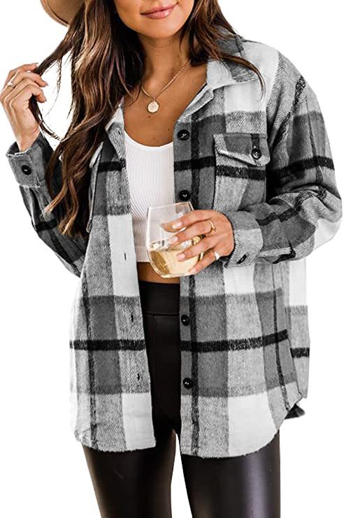 Women’s Casual Button-down Flannel Jacket