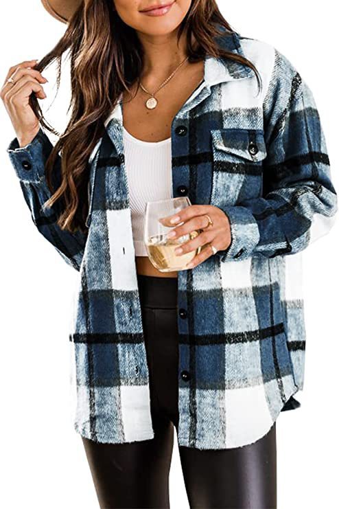 Women’s Casual Button-down Flannel Jacket