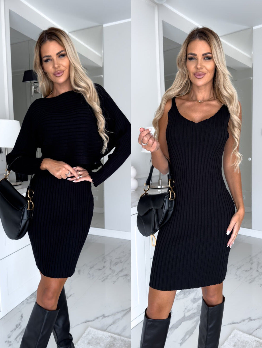 2-Piece Women's Dress with Long-sleeved Cover Sweater