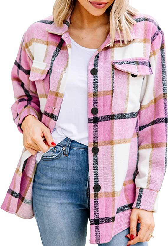 Women’s Casual Button-down Flannel Jacket