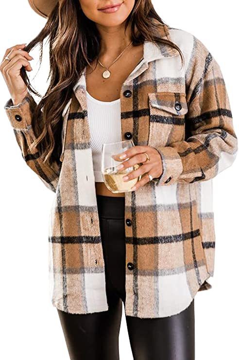 Women’s Casual Button-down Flannel Jacket